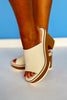 Ivory Slip On Chunky Heel Platform Sandals *FINAL SALE*