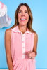SSYS Terry Inset Sleeveless Button Front Top In Light Pink