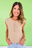 SSYS Cece Knit Cap Sleeve Top In Taupe