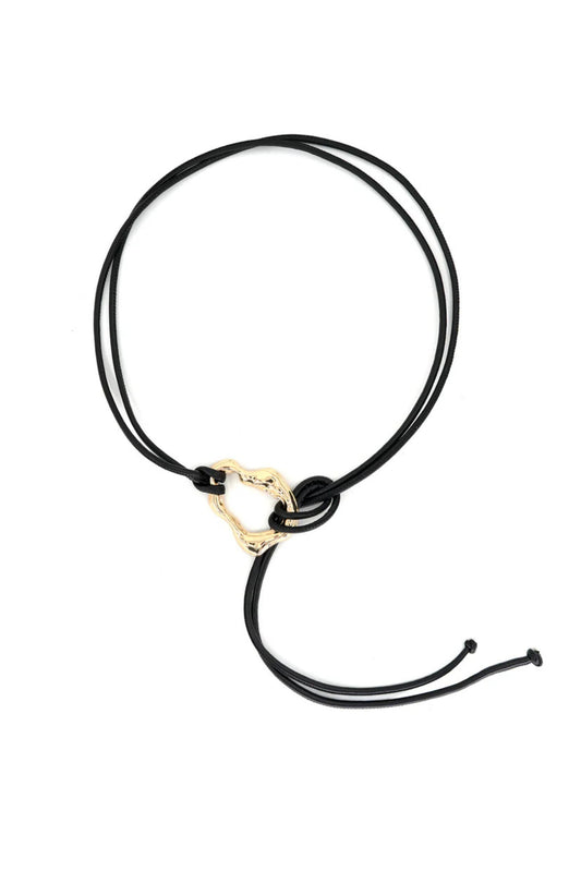 Black Hammered Gold Ring Wrap Belt