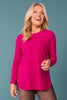 SSYS Ribbed Long Sleeve Active Top In Deep Pink