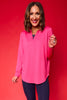 SSYS Pink Long Sleeve Frill V Neck Active Top
