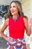 SSYS Ribbed Crew Neck Sleeveless Tank In Red