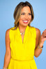 Chartreuse Pleated V Neck Sleeveless Top