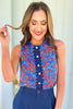 SSYS Sleeveless Everly Scallop Trim Top In Royal Ditsy Floral