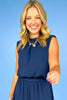 Navy Sleeveless Balloon Hem Top