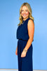 Navy Sleeveless Balloon Hem Top