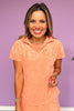 SSYS Terry V Neck Collar Top In Coral *FINAL SALE*