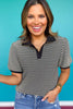 SSYS Suzanna Stripe Short Sleeve Top In Black