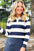 SSYS Skye Stripe Top In Navy Ivory