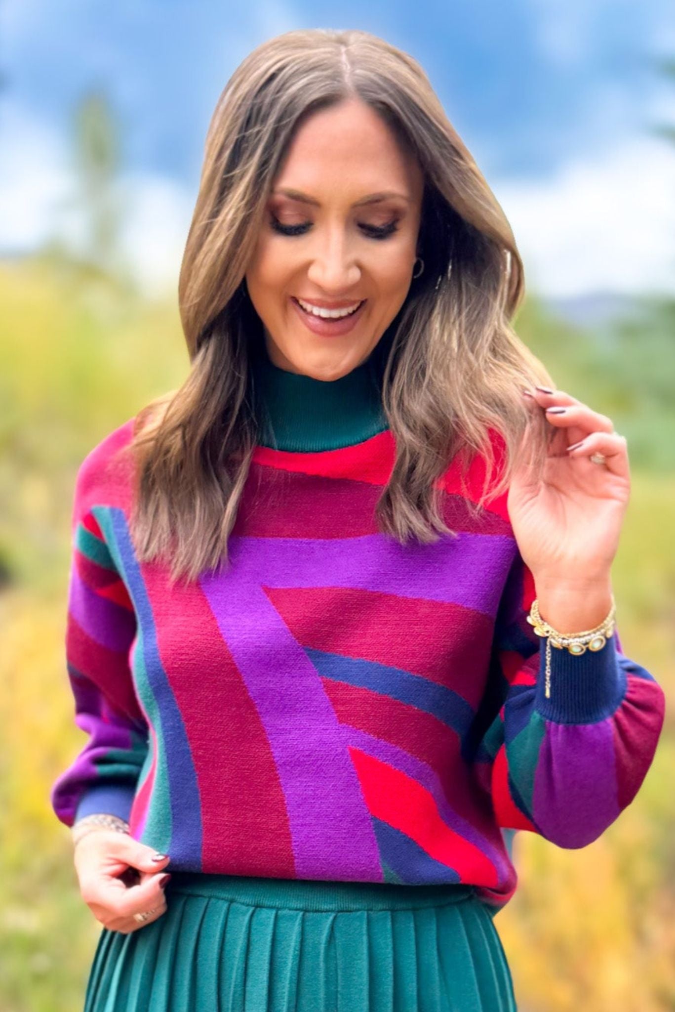 SSYS Aspen Mock Neck Sweater In Maroon Velma