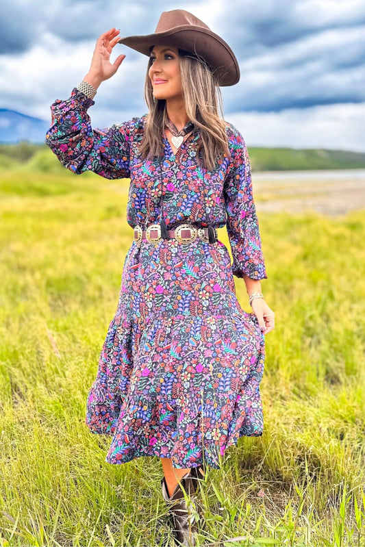 SSYS Rowan Long Sleeve Maxi Dress In Empress Blooms