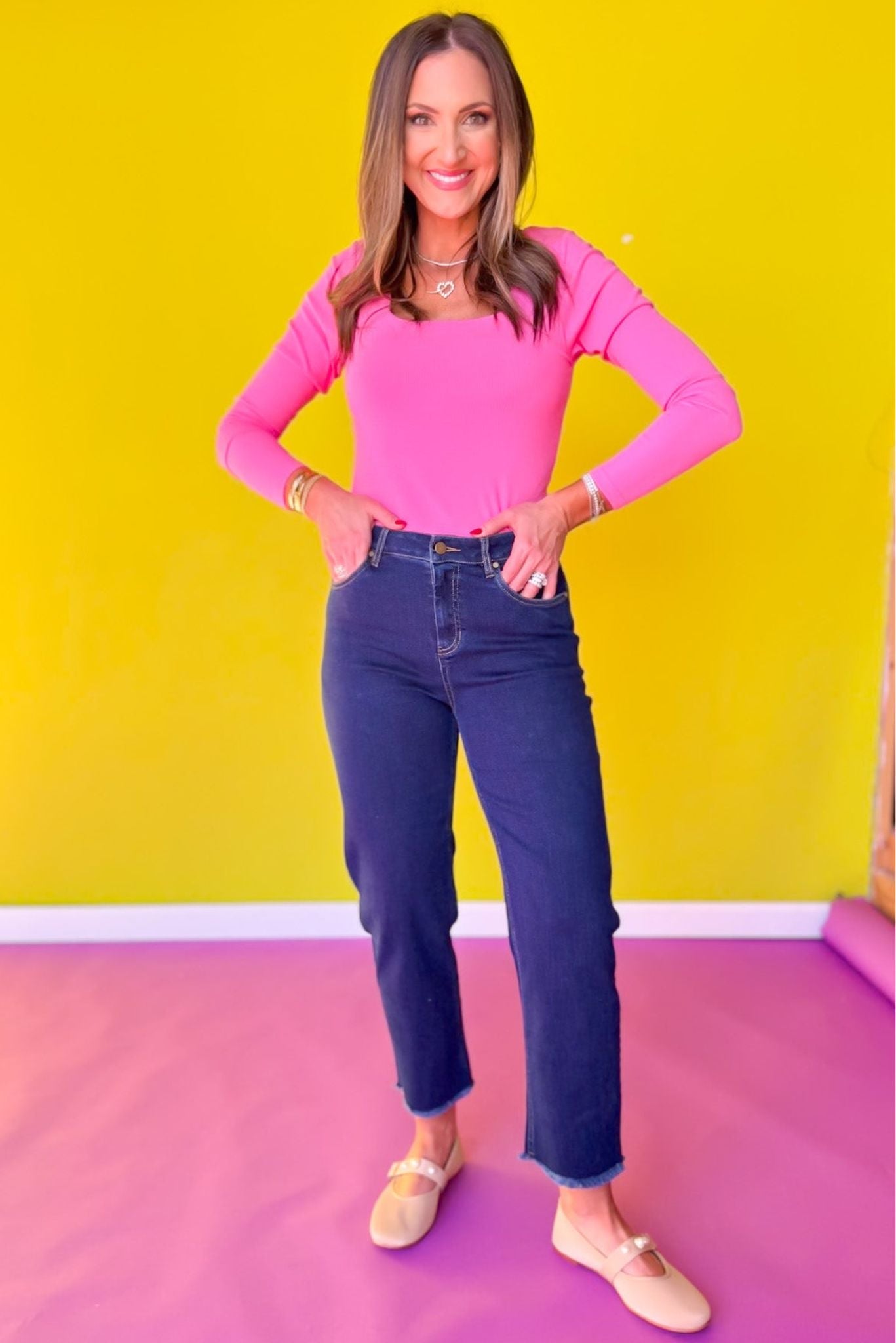 SSYS Kitt Stretch Dark Denim Petite Barrel Jeans