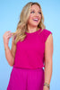 SSYS Signature Magenta Muscle Cut Ribbed Top