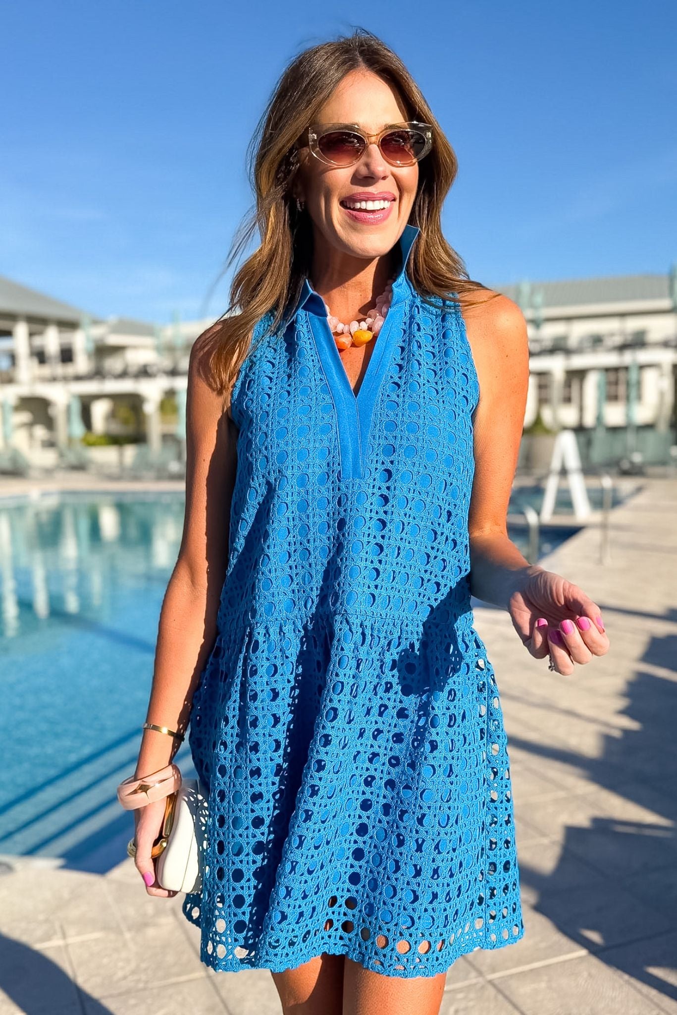 SSYS Kendall Sleeveless Collared Dress In Electric Blue