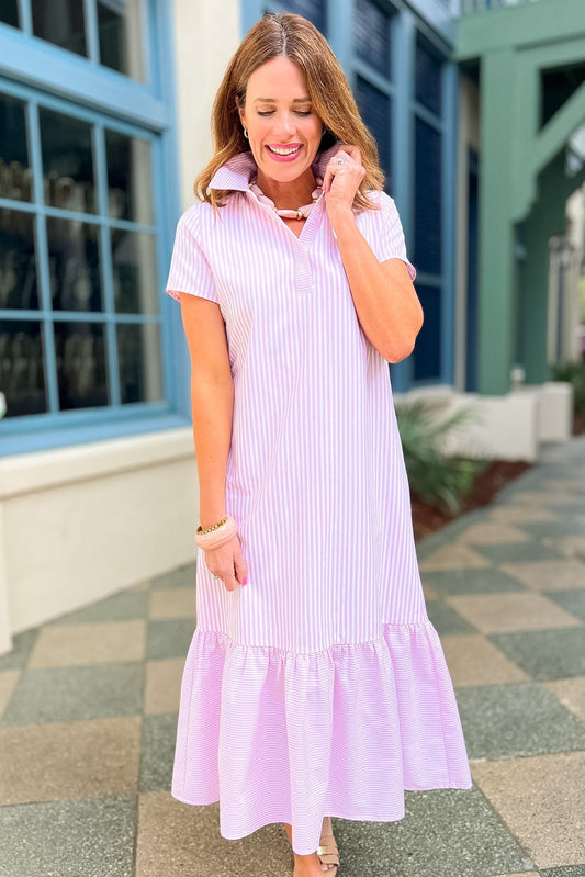 SSYS Holland Mix Stripe Dress In Pink