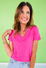 SSYS Ribbed V Neck Tee Shirt In Hot Pink