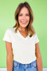 SSYS Signature V Neck Tee Shirt In Ivory