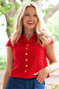 SSYS Lynda Lace Button Up Top In Red