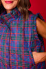 SSYS Amara Cropped Vest With Ruffle Trim In Navy Tartan