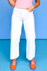 Vervet White High Rise Raw Hem Crop Wide Leg Jeans