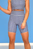 SSYS Navy Lattice Print Seamless Biker Shorts