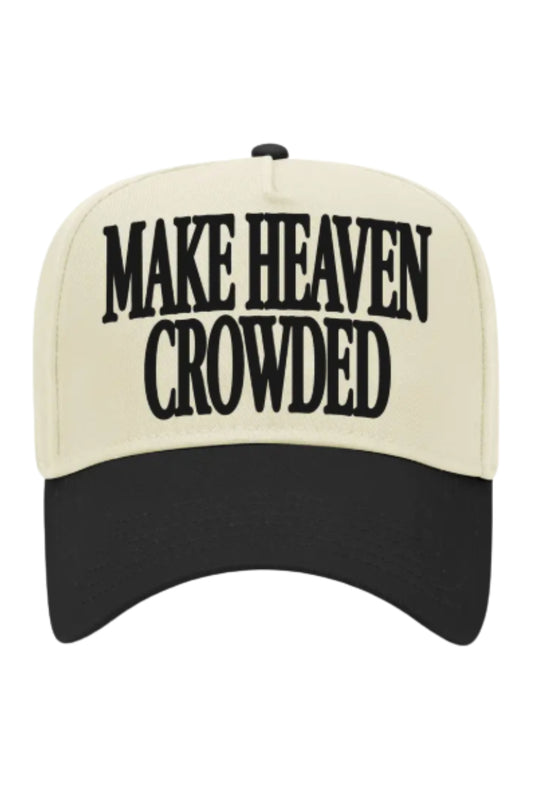 Make Heaven Crowded Trucker Hat In Ivory and Black