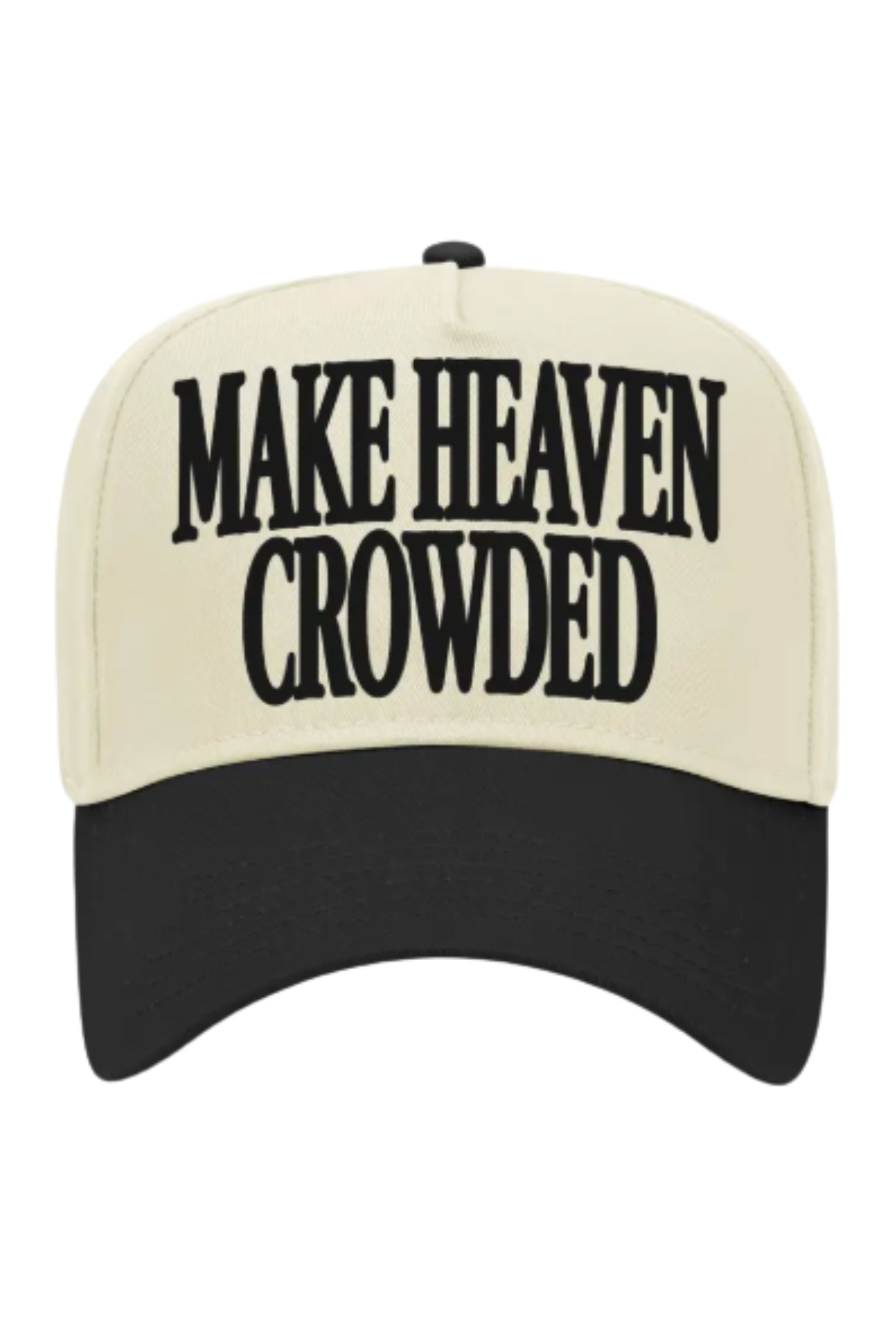 Make Heaven Crowded Trucker Hat In Ivory and Black