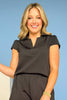 SSYS Cap Sleeve Collared Scuba Top In Black, scuba drop, easy to wear, must have fabric, ssys by mallory fitzsimmons