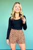 SSYS Quilted Flat Front Shorts In Dark Tan Animal