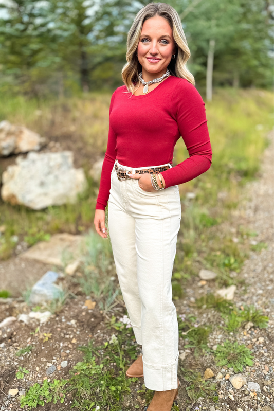 Vervet Cream Super High Rise Cuffed Wide Leg Jeans