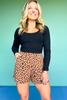 SSYS Quilted Flat Front Shorts In Dark Tan Animal