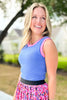 SSYS Ribbed Contrast Crew Neck Tank In Indigo