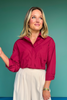 SSYS Juliette Maroon Poplin Long Sleeve Button Down Top