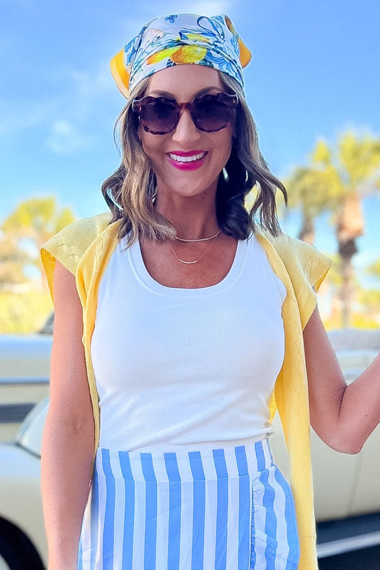 SSYS Signature Ivory U Line Ribbed Built In Bra Tank Top