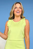 SSYS Ruffle Racerback Scuba Tank Top In Lime, scuba drop, easy to wear, must have fabric, ssys by mallory fitzsimmons