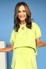 SSYS Crew Neck Short Sleeve Scuba Top In Lime, scuba drop, ssys must have, cozy fabric, easy to wear, ssys by mallory fitzsimmons