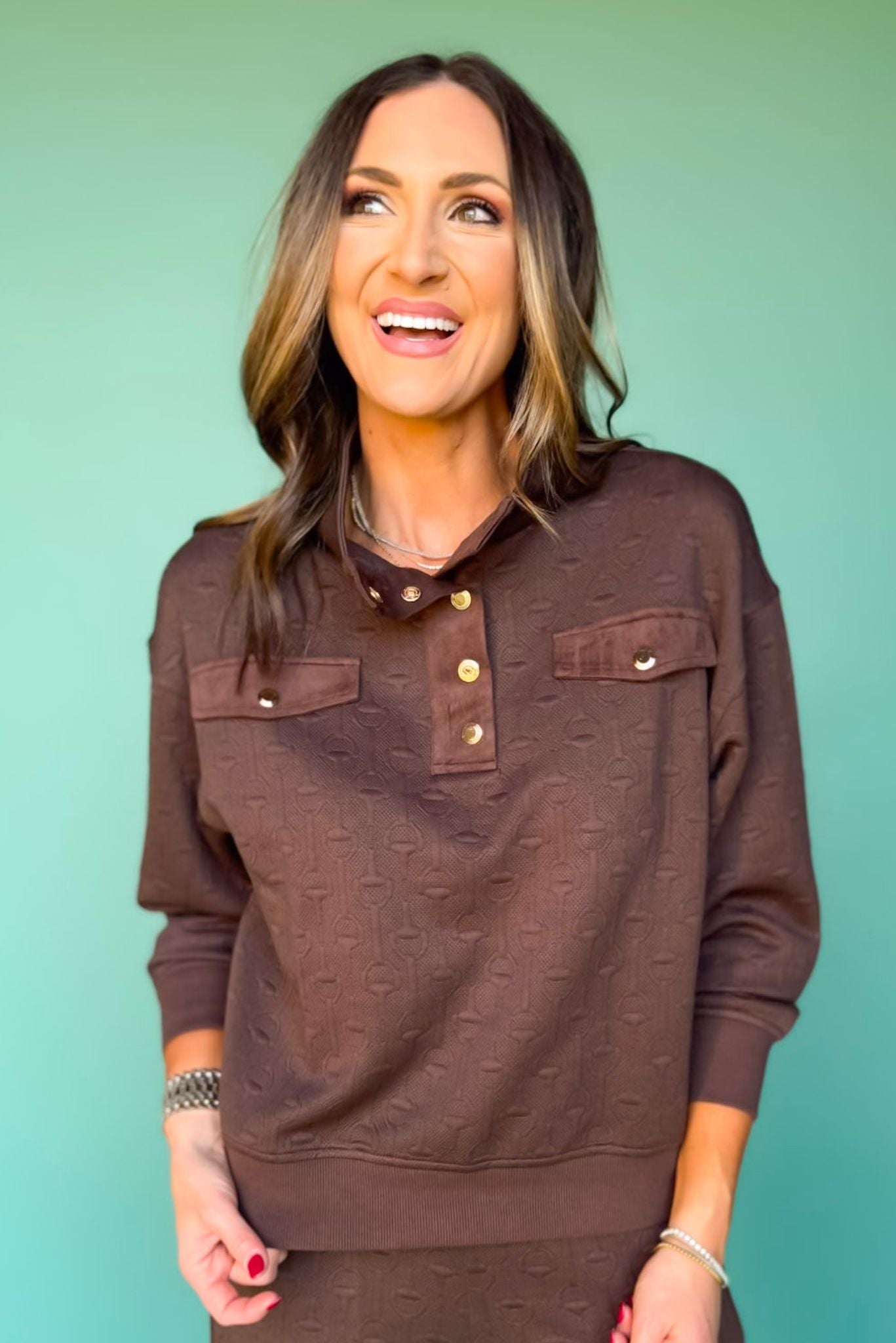 SSYS Delaney Horsebit Quilted Suede Trim Pullover In Brown