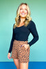 SSYS Quilted Flat Front Shorts In Dark Tan Animal