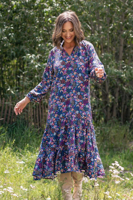 SSYS Rowan Long Sleeve Maxi Dress In Twilight Floral