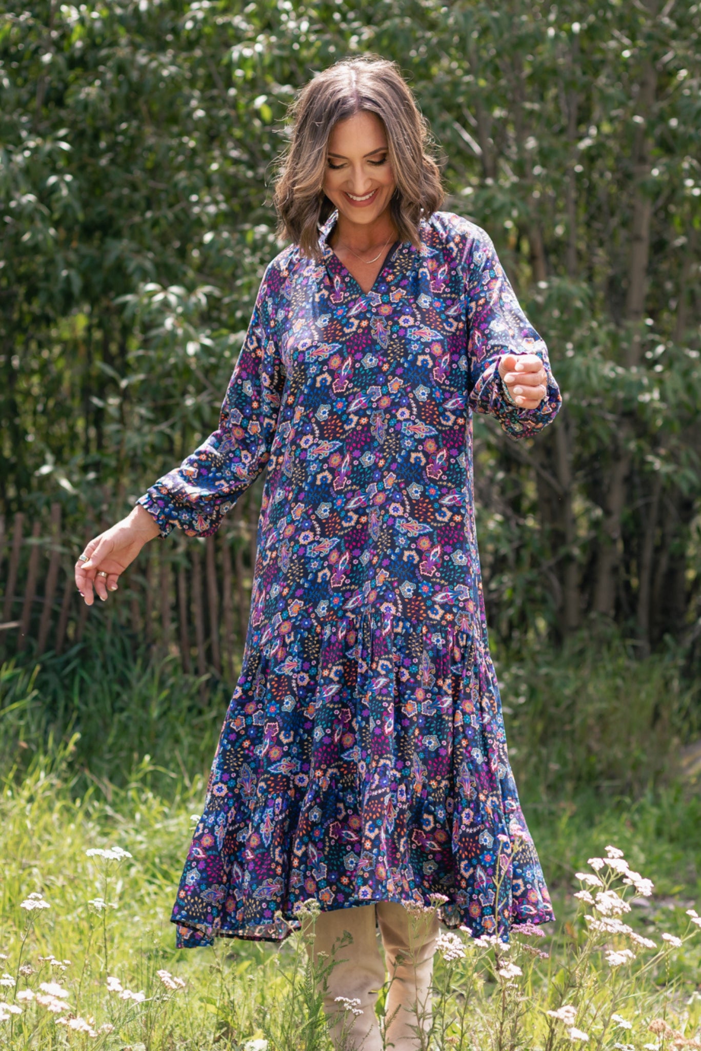 SSYS Rowan Long Sleeve Maxi Dress In Twilight Floral