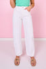 Vervet White Super High Rise Panel Barrel Jeans