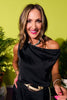 SSYS Kim Satin Off The Shoulder Top In Black