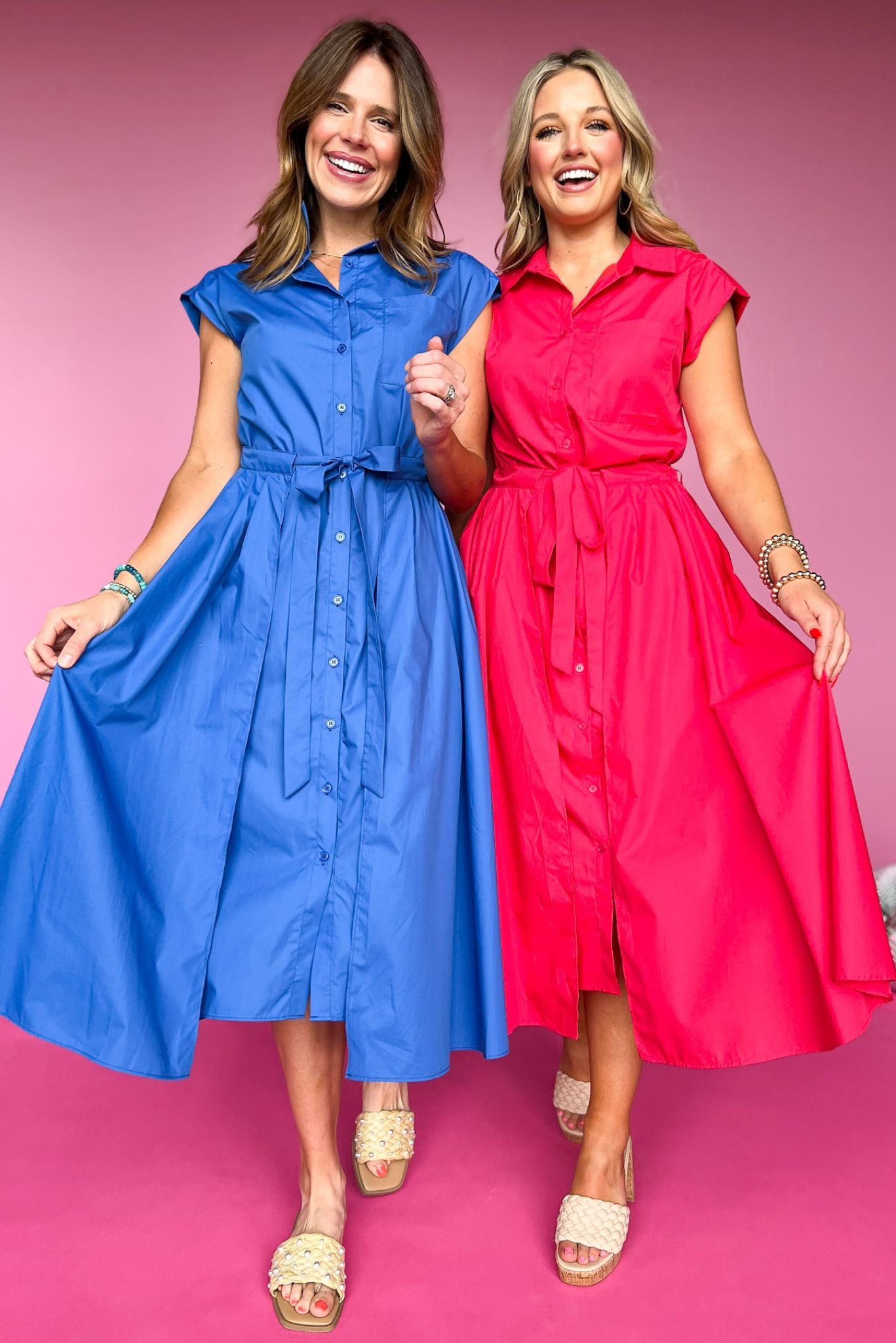 Red Collared Button Down Belt Tie Midi Dress, dress, red dress, midi dress, belt tie dress, button down dress, midi dress, collared dress, short sleeve dress, must have dress, elevated dress, elevated style, summer dress, summer style, Shop Style Your Senses by Mallory Fitzsimmons, SSYS by Mallory Fitzsimmons