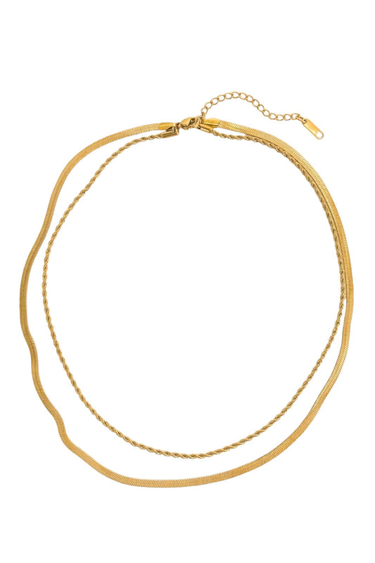 Gold Water Resistant Double Chain Necklace
