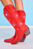 Red Starburst Tall Western Pointed Toe Boots