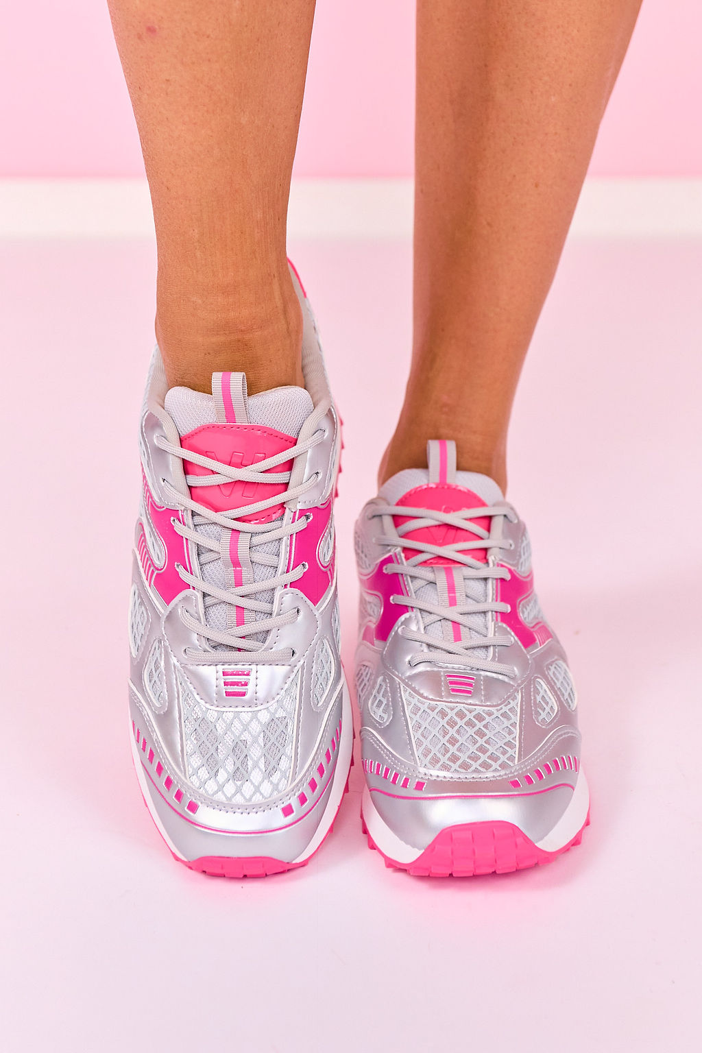 Vintage Havana Silver Pink Metallic Spiked Sole Sneakers