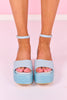 Powder Blue Ankle Strap Platform Sandals