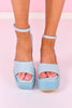 Powder Blue Ankle Strap Platform Sandals