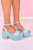 Powder Blue Ankle Strap Platform Sandals
